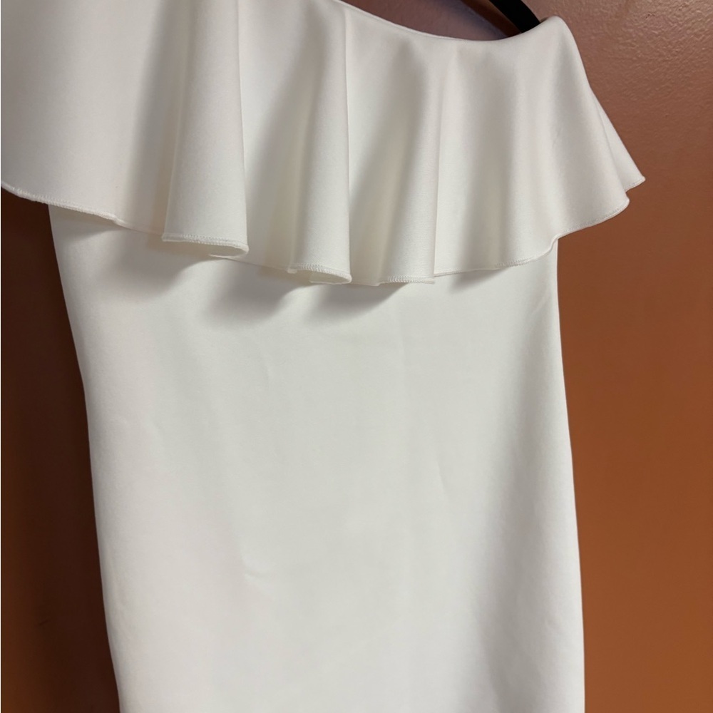 Kids White Off-Shoulder Dress - Picture 5 of 5